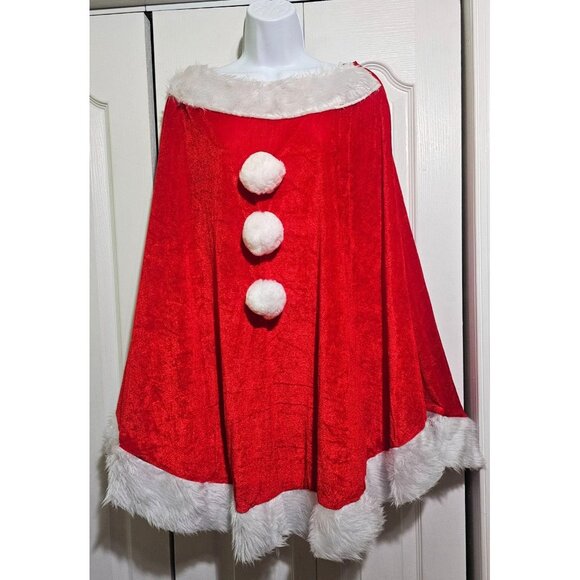Christmas Red Poncho Candy Cane Stripe Thigh High Stockings Spencer's Santa Hat - Picture 2 of 7